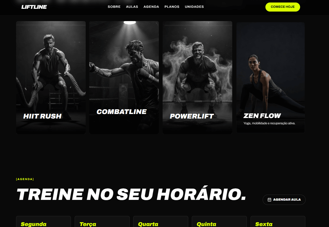 Liftline gym website preview
